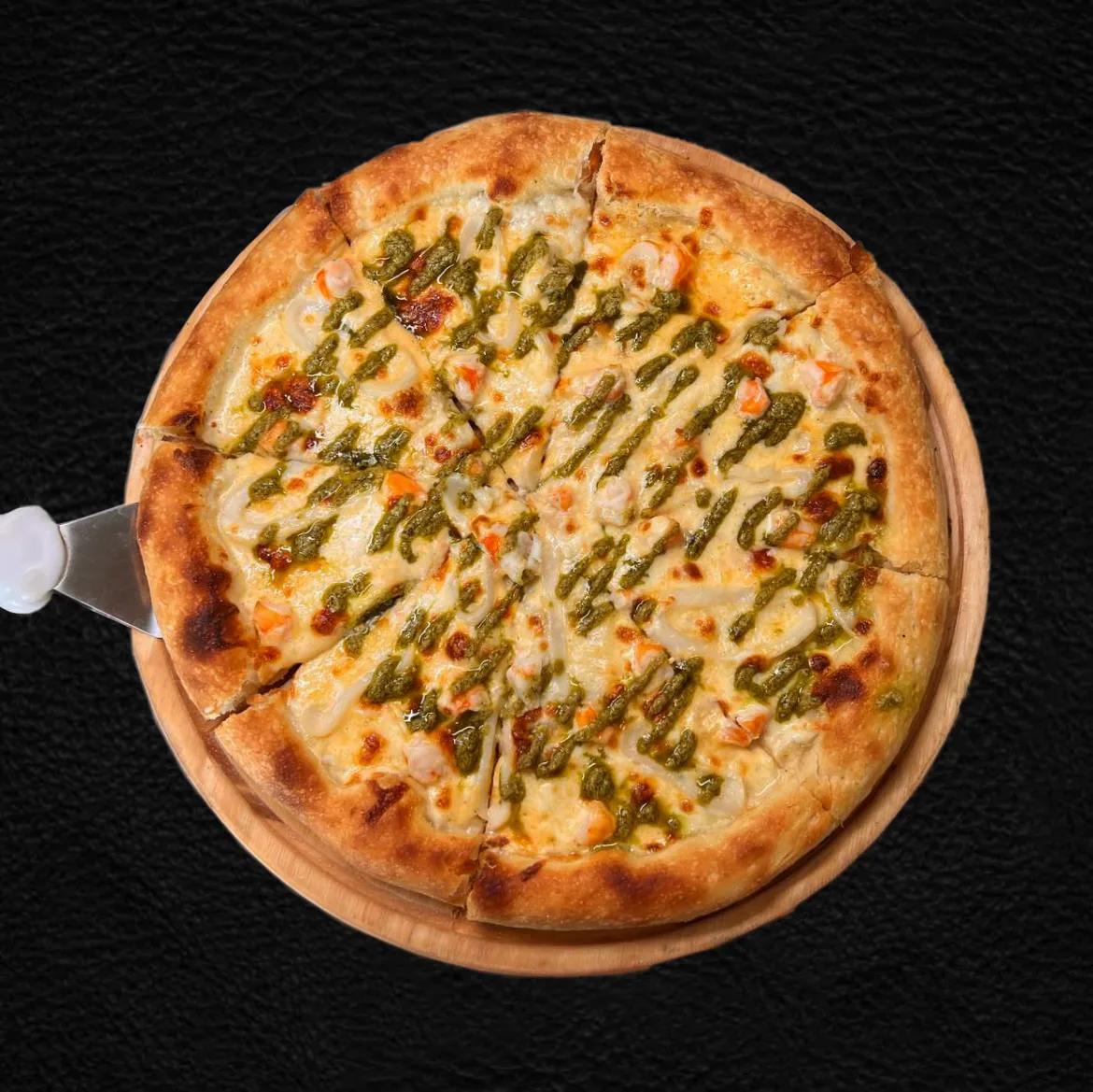 Пицца Креветки песто