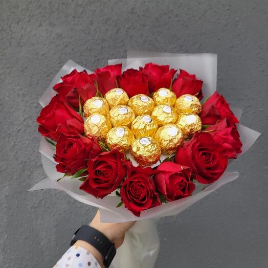 Букет Сердце с конфетами