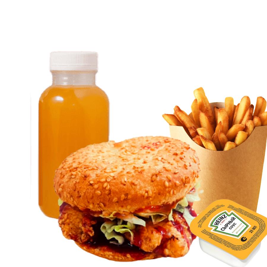 Брусничный бургер комбо