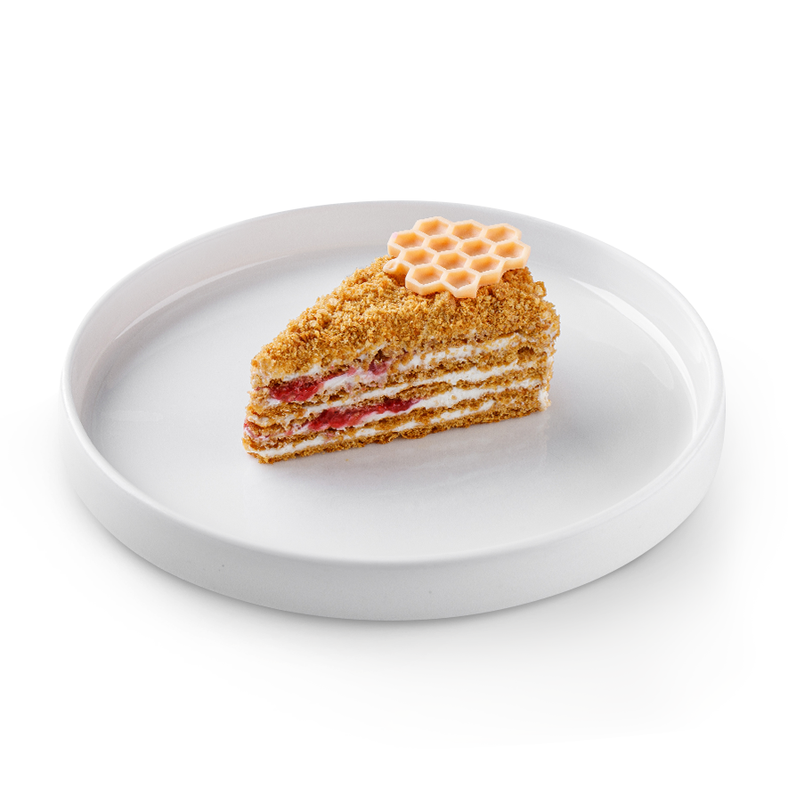 Медовик с малиной