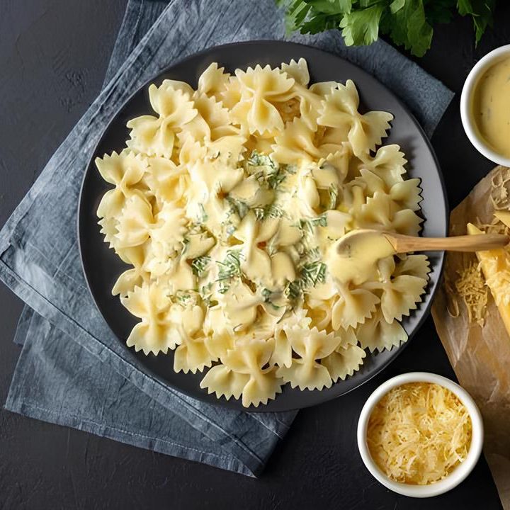 Паста Бантики с сыром и курочкой