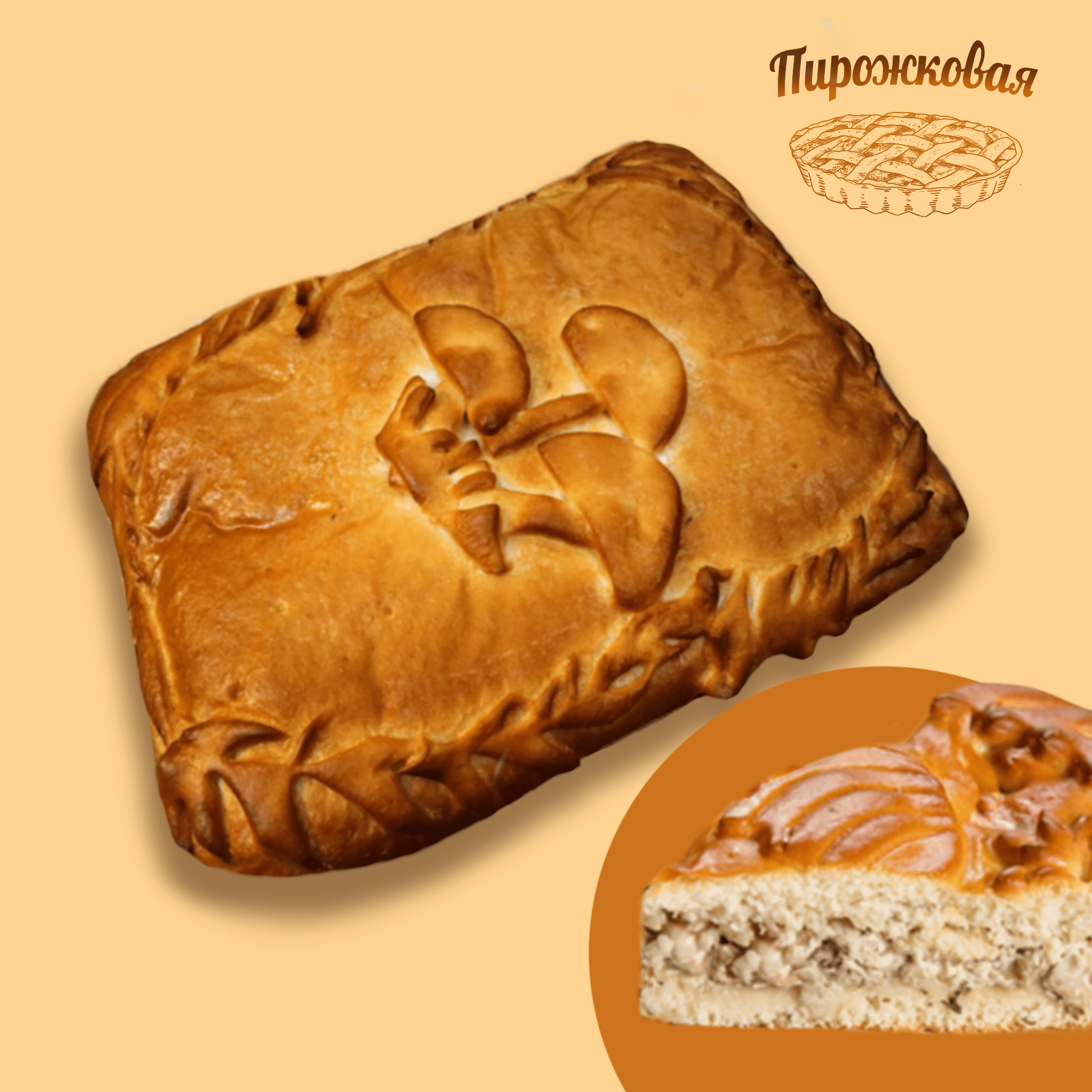 Пирог с грибами и картошкой 0.5кг