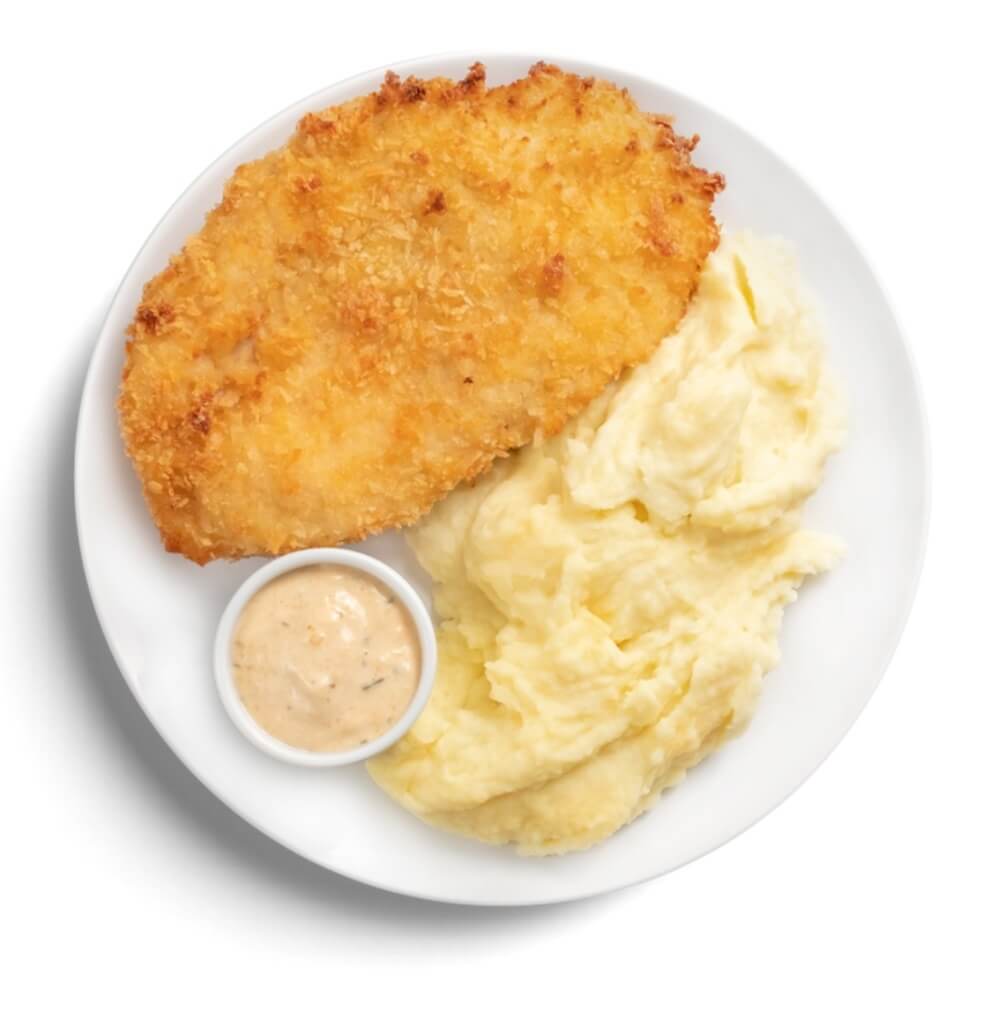 Куриный шницель с картофельным пюре