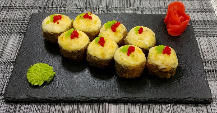 Темпура с копченым кальмаром и шапкой