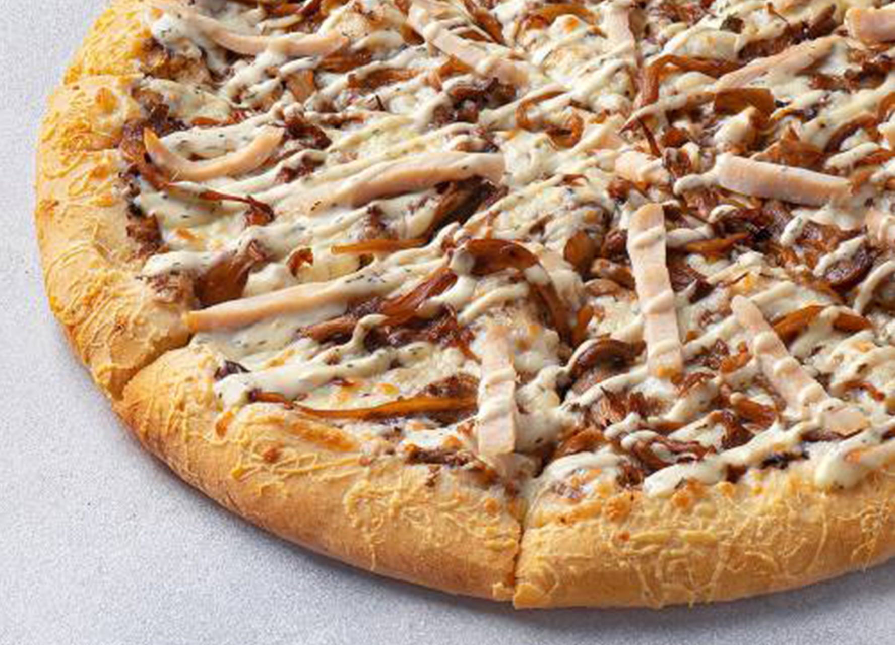 Пицца Грибная с цыплёнком и сулугуни 40 см на толстом с сыром