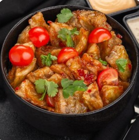 Салат с хрустящими баклажанами