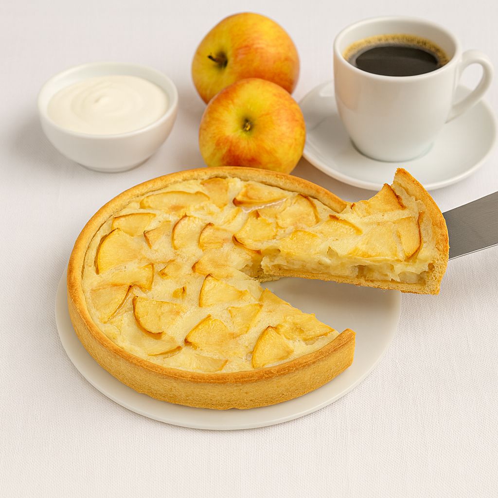 С яблоком и сметанной заливкой, средний