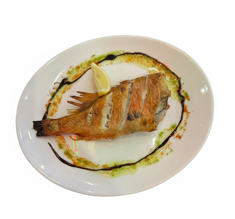 Морской окунь на мангале