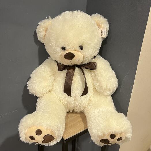 Мишка белый с бантиком 50 см