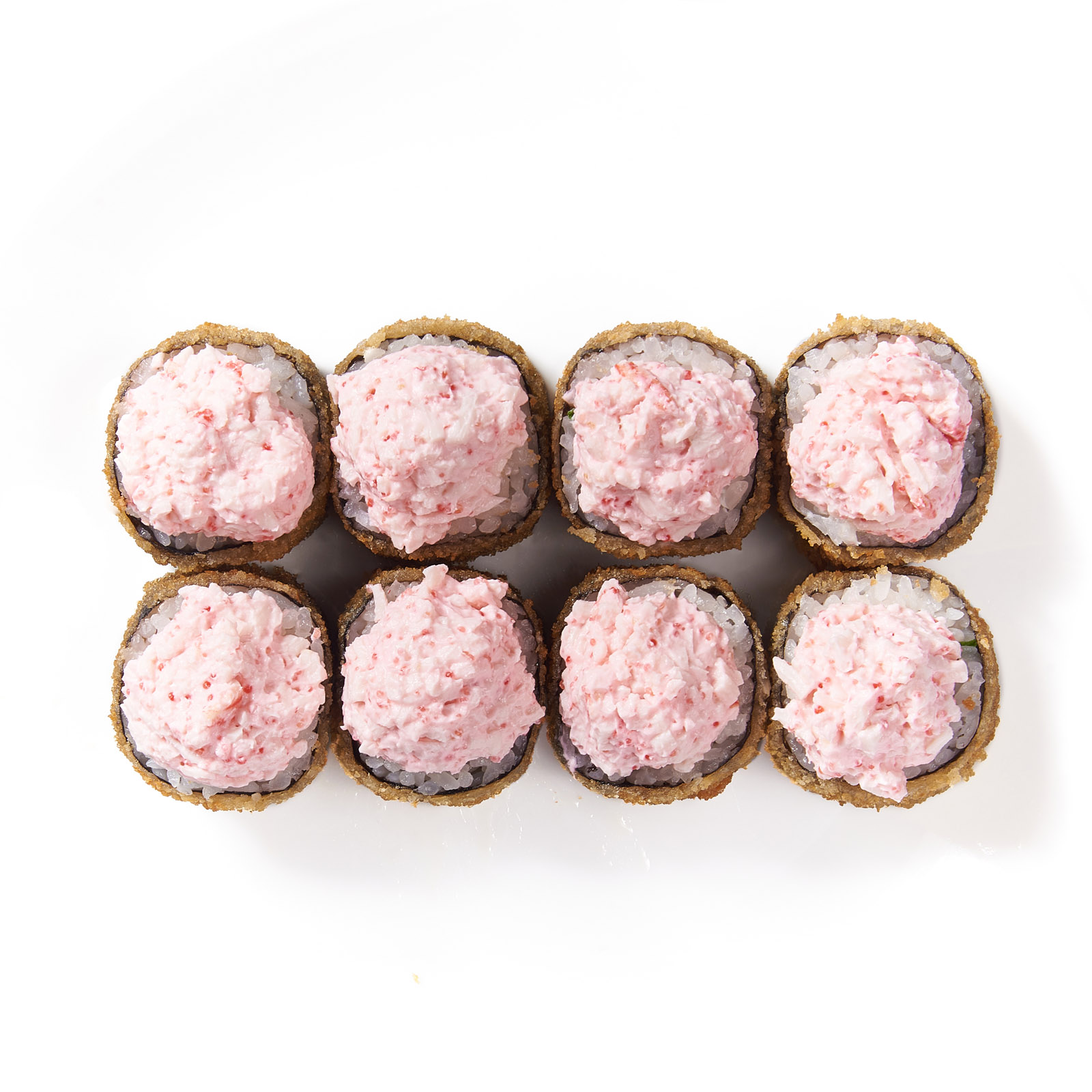 Горячий ролл с крабом и соусом лава