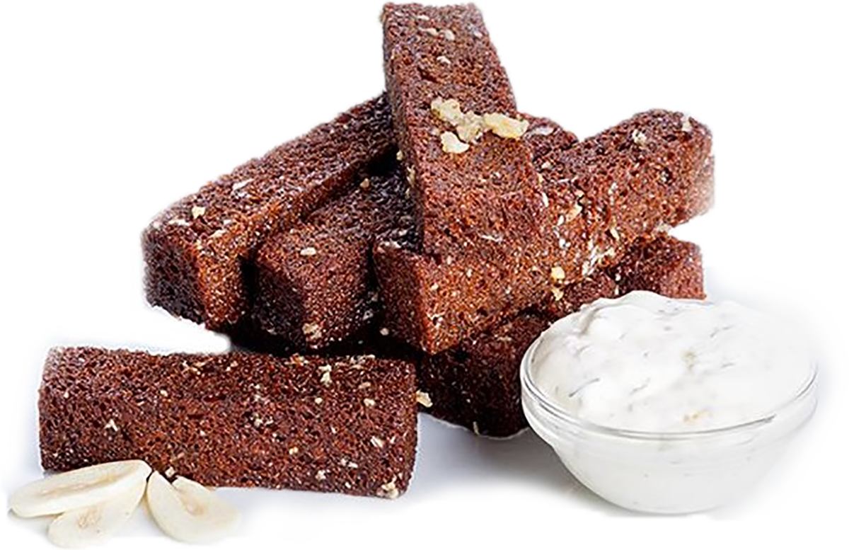 Гренки с чесноком, с чесночным соусом