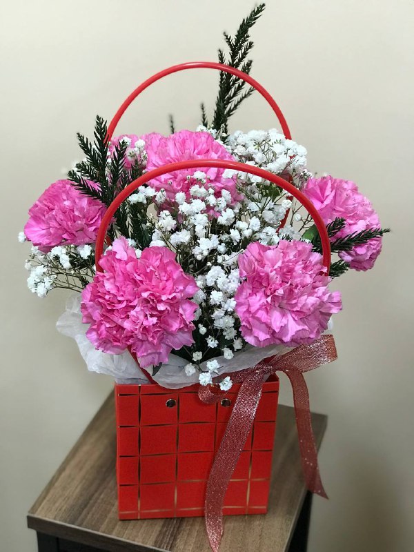 Композиция в сумочке "Розовый комплимент"