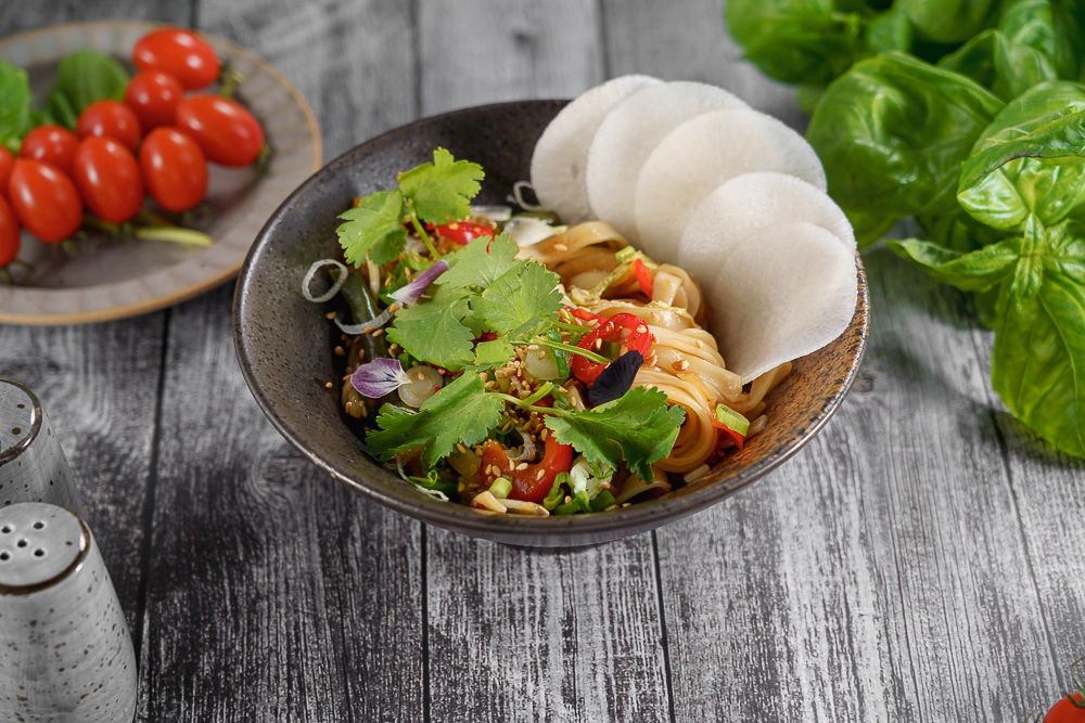 Удон с грибами (вешенки)