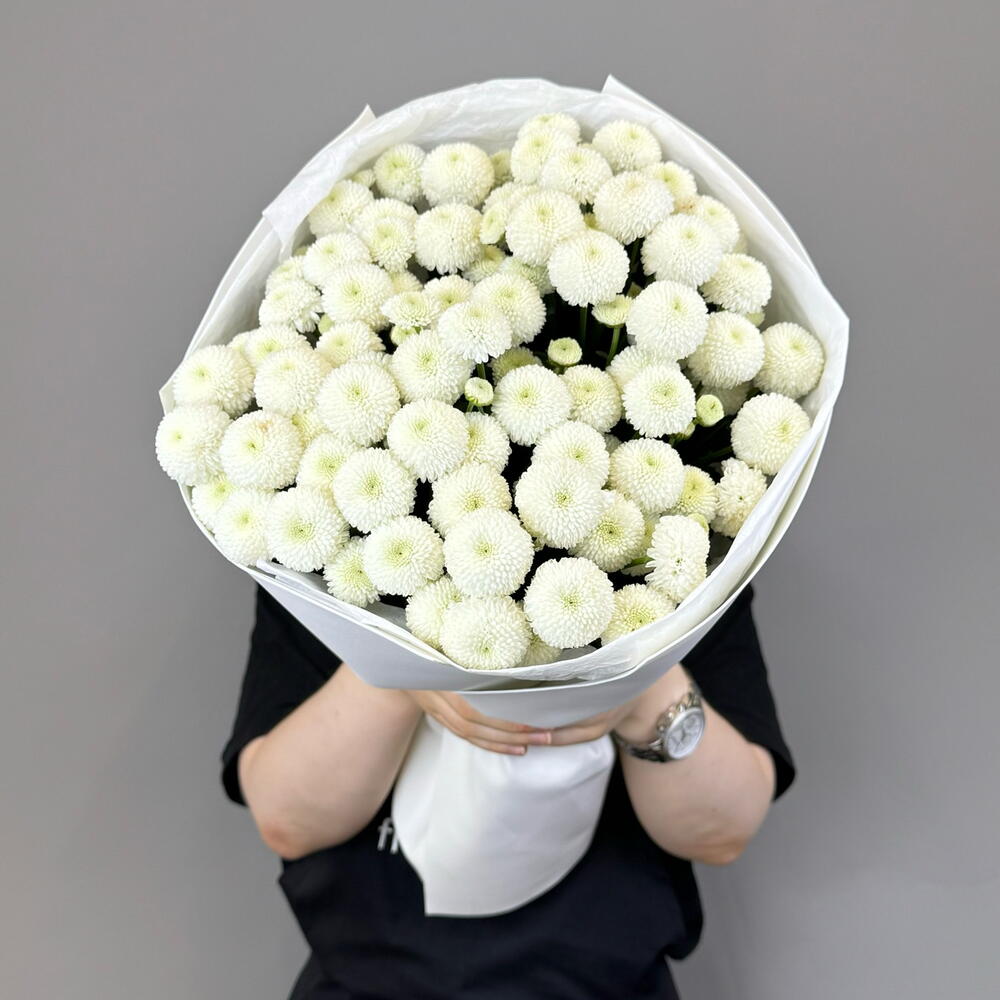 Монобукет "Сноуболл" с кустовой хризантемой