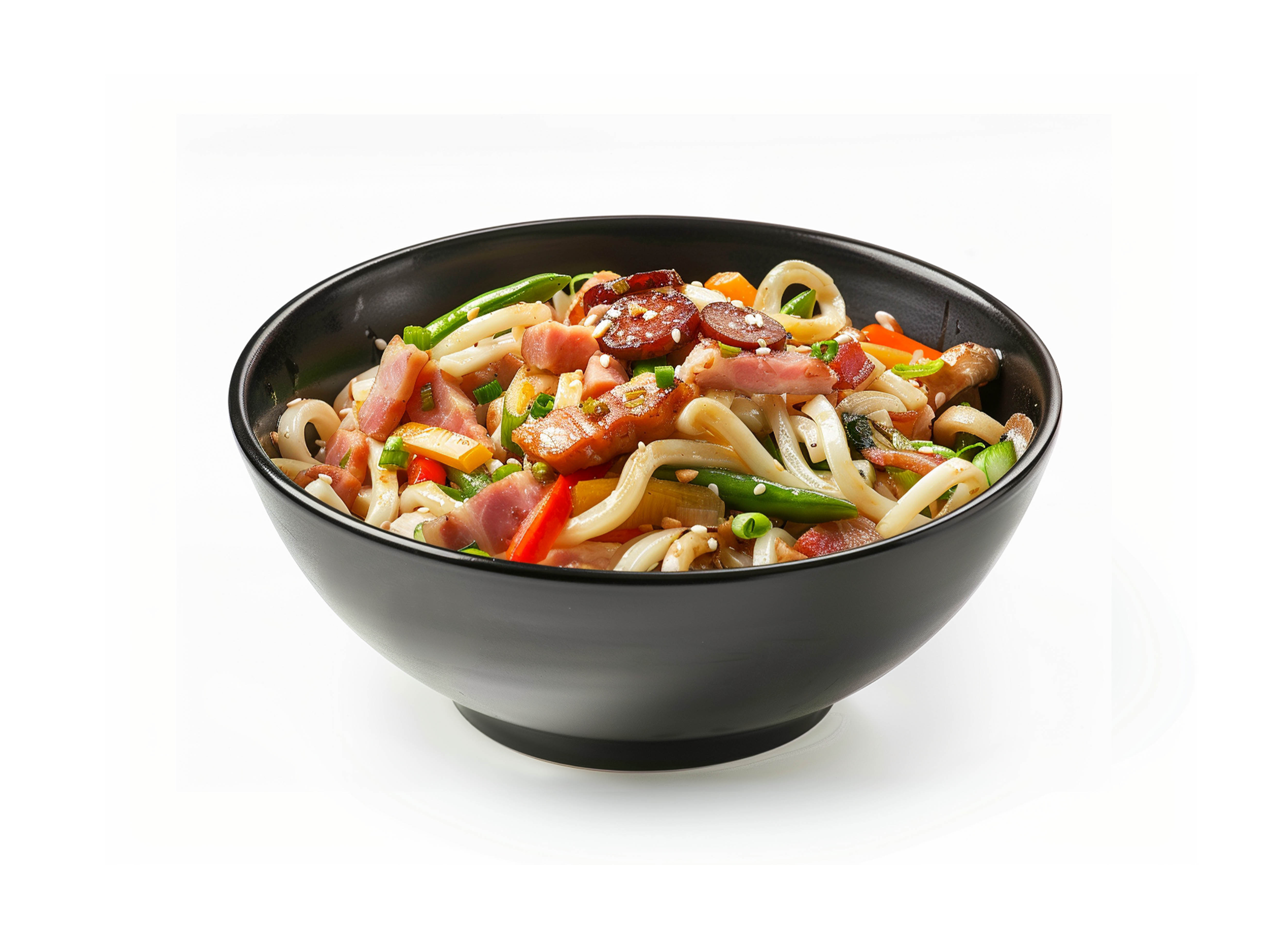 Удон с копченостями