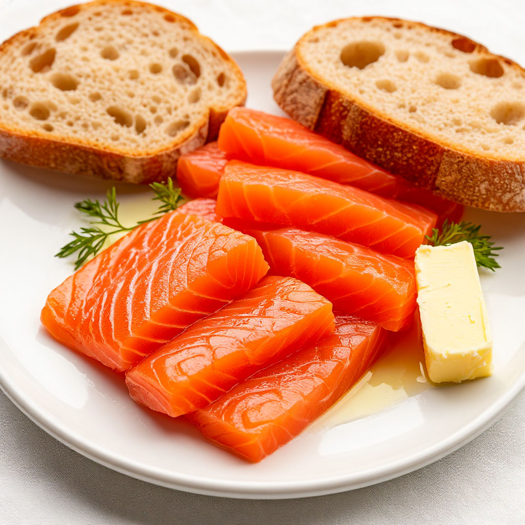 Семга слабосоленая с маслом