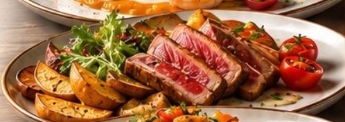 Тунец с соусом руй и картофелем по деревенски