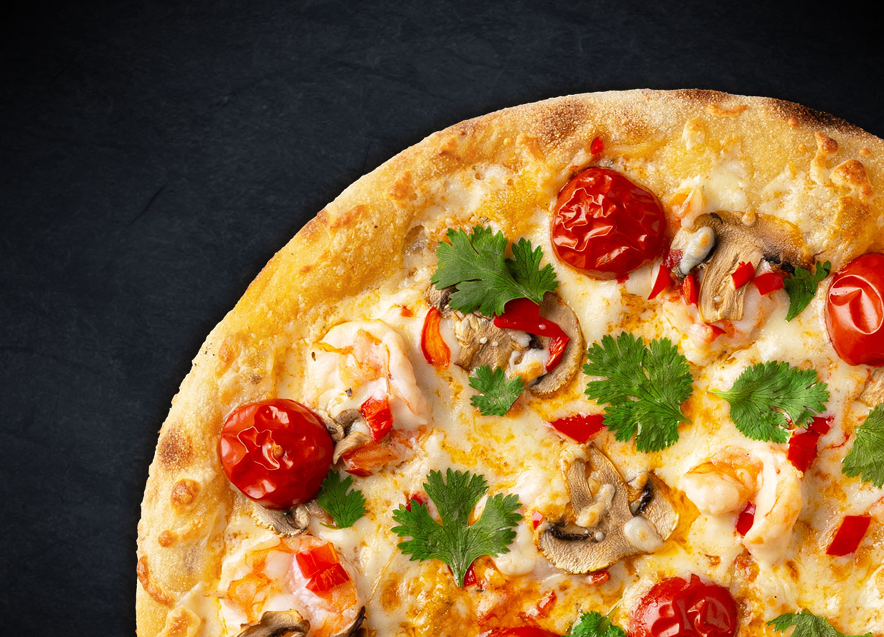 Том ям с креветками 25 см (тонкое тесто)