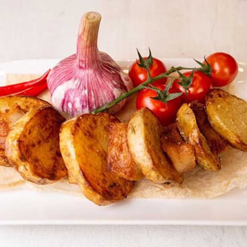 Картофель с курдюком на углях