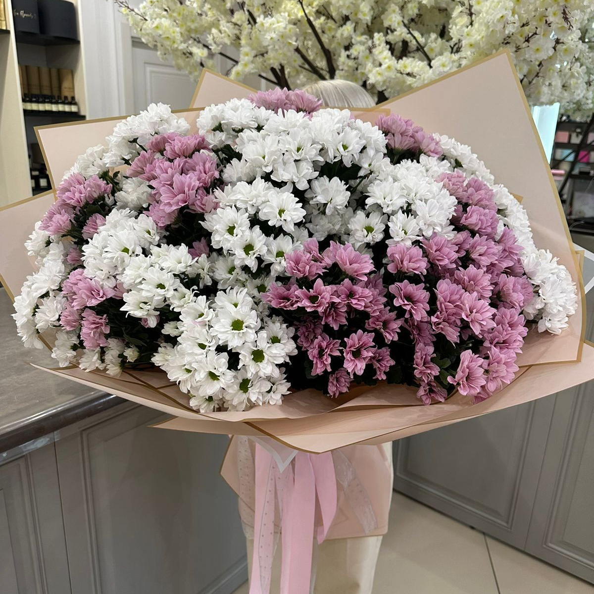 Стойкий букет из хризантем Артикул: МД-23-11