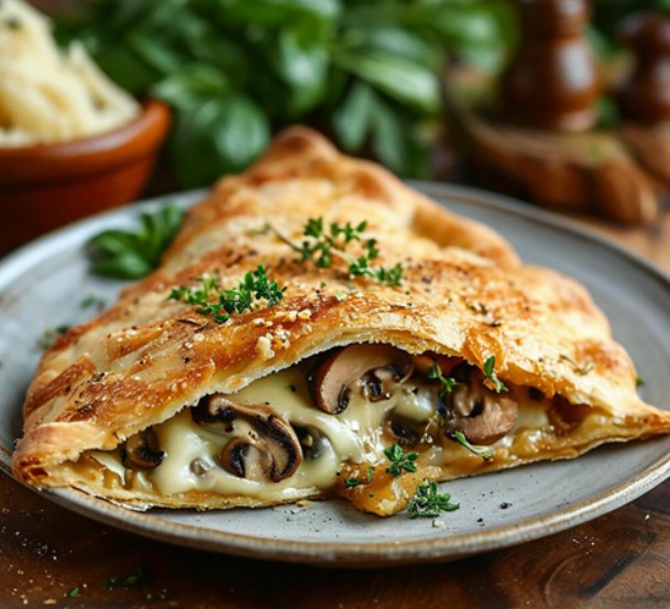 Кальцоне с грибами и сыром