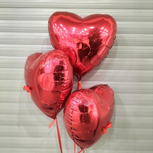 Шарики в форме сердца надутые гелием