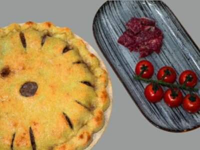 С мясом и помидором