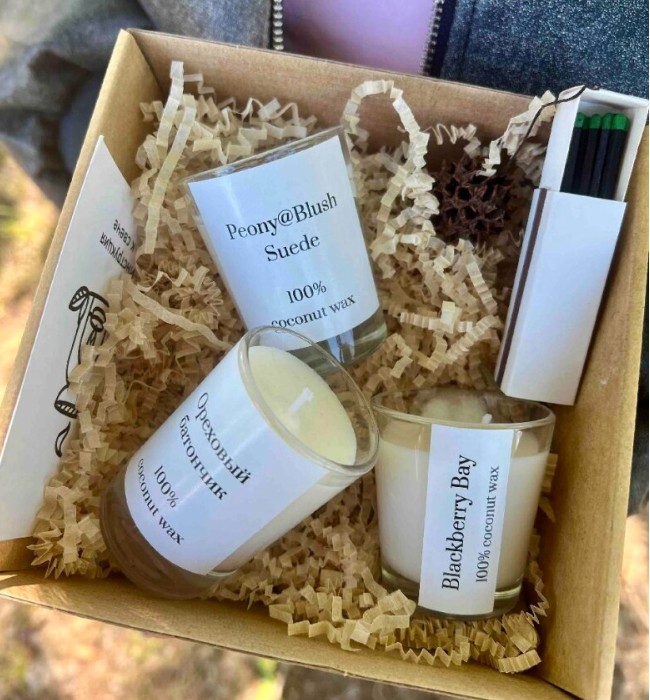 Подарочный набор из трёх свечей Ореховый батончик