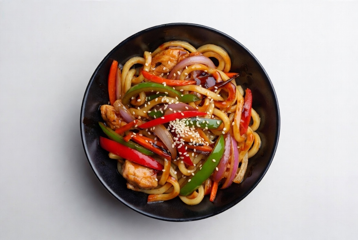 Удон с курицей в соусе Терияки