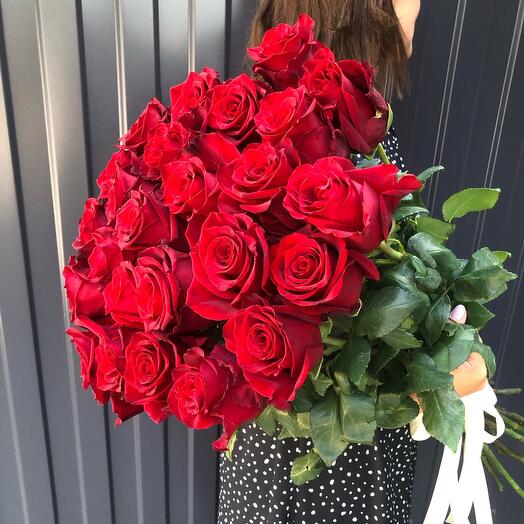 Букет Красных роз 25 шт 80 см Эквадор