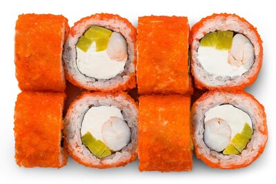 Ролл с тигровой креветкой и лососем