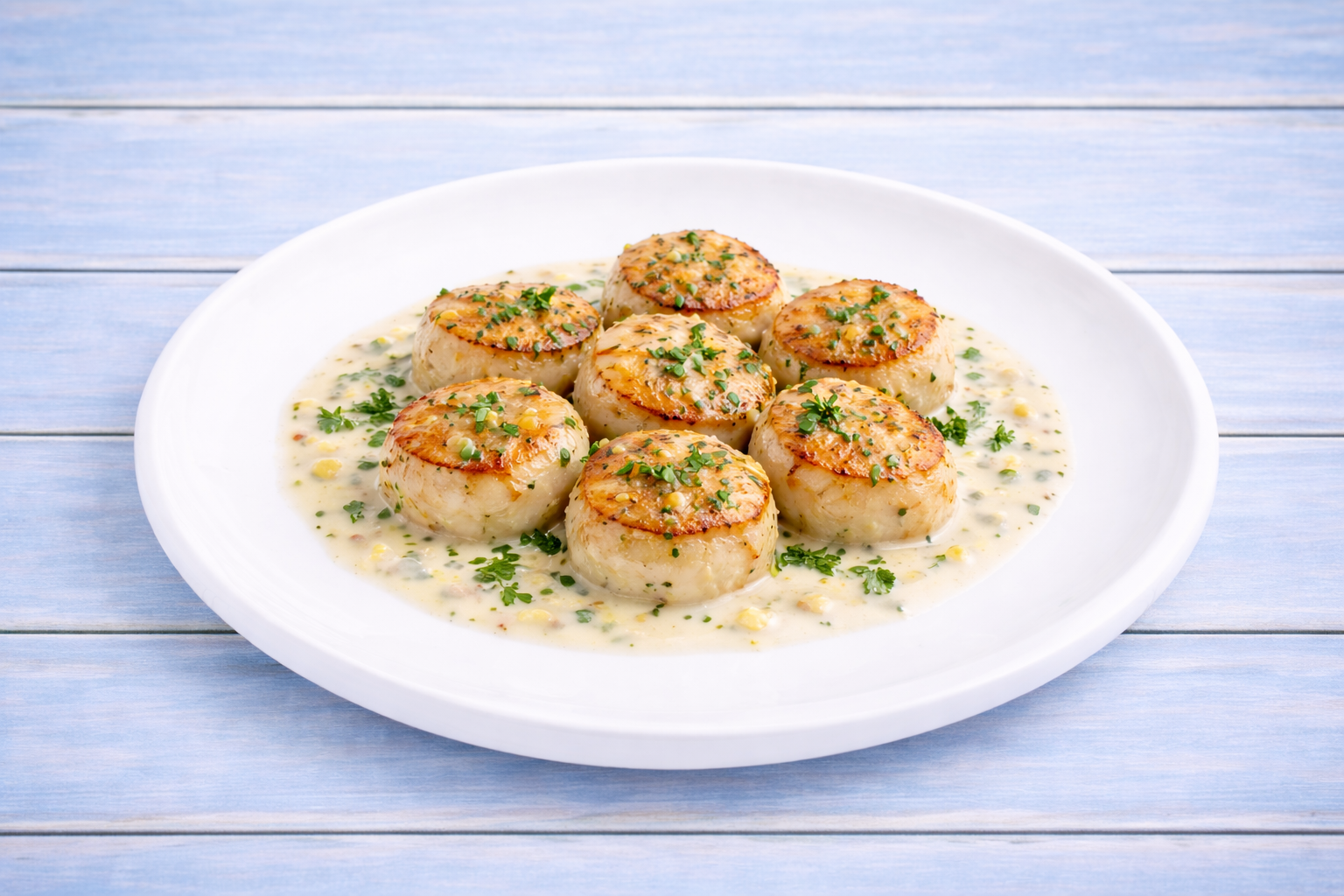 Гребешок в сливочном соусе