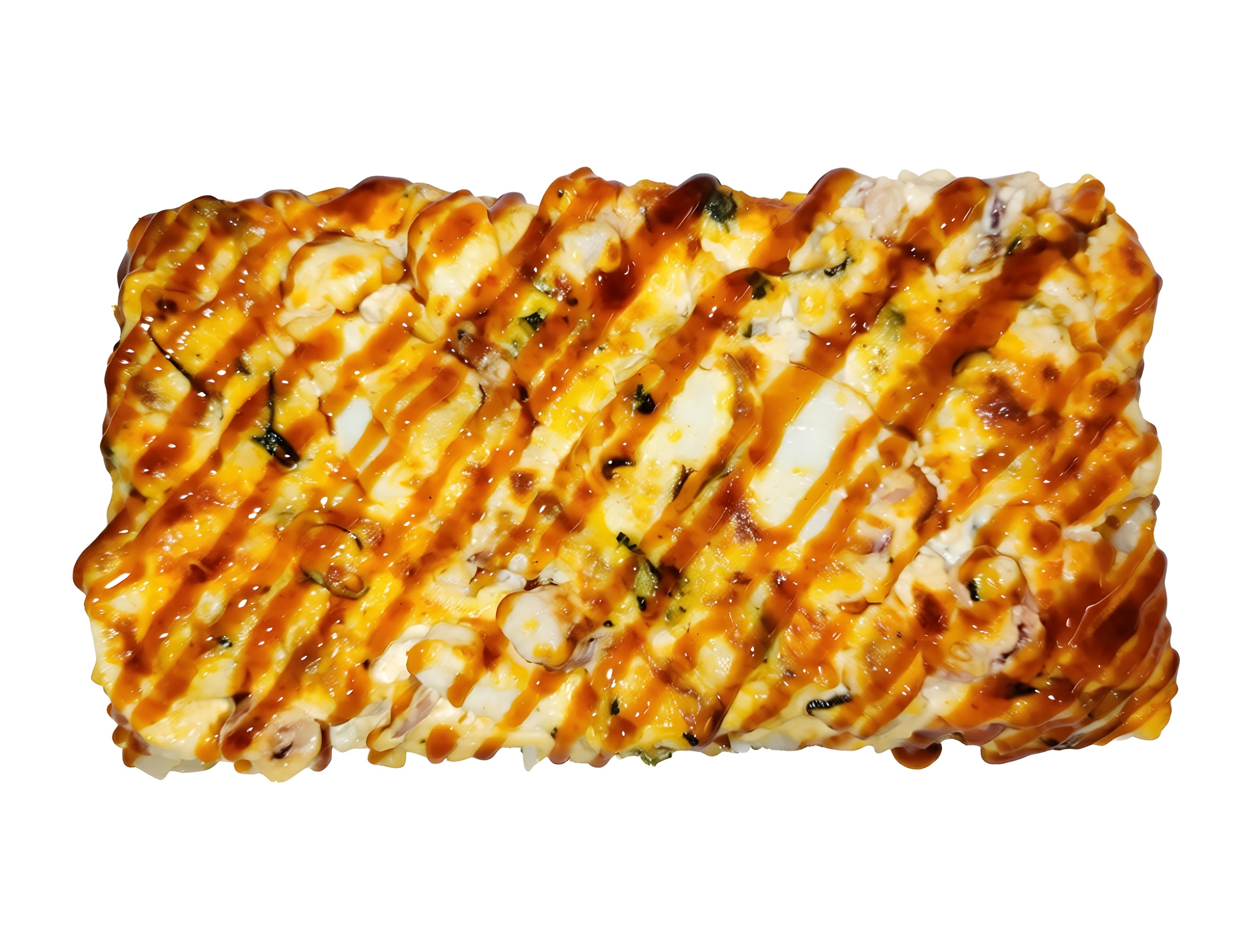 Суши пицца с курицей и грибами