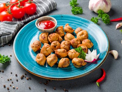 Пельмени жареные