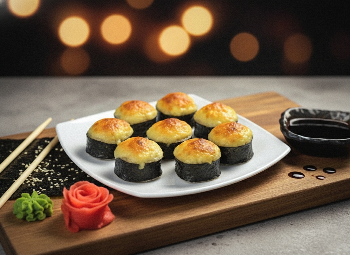 Запеченный ролл с креветкой