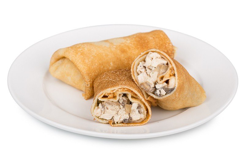 Блины с курицей и грибами