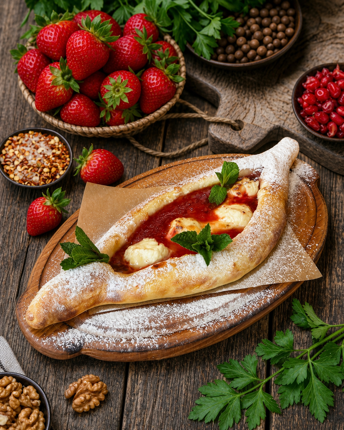 Сладкая лодочка с клубникой