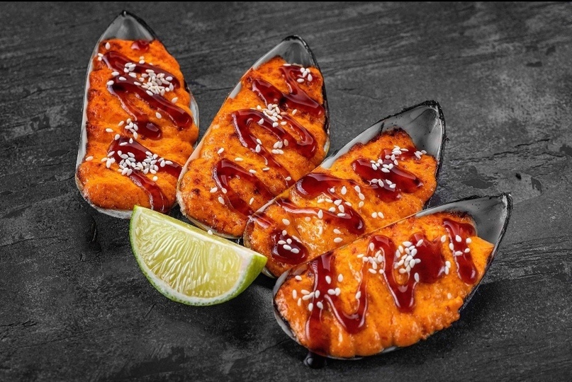 Мидии запеченный спайси