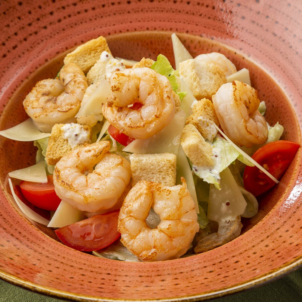 Цезарь с креветками (без бекона)