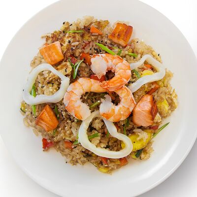 Рис с морепродуктами в соусе терияки