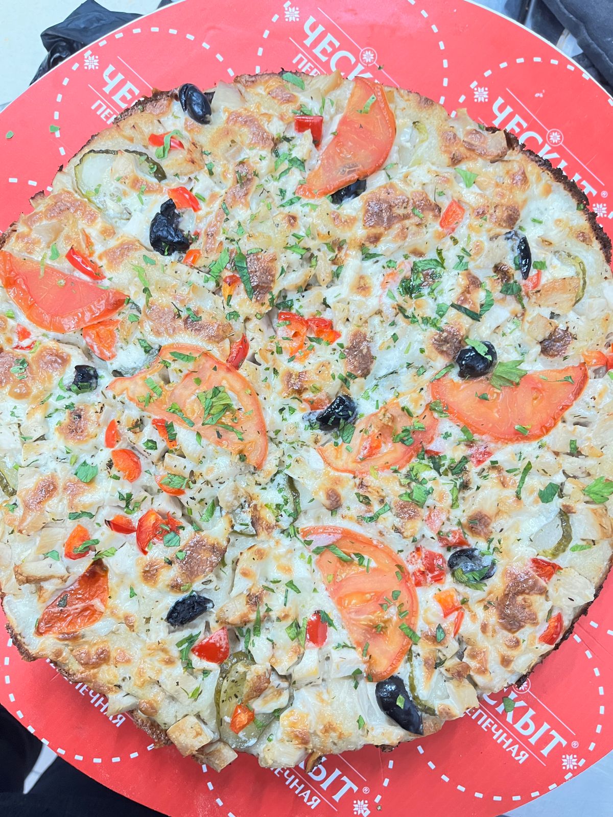 Пицца КУРИНАЯ на пышном тесте