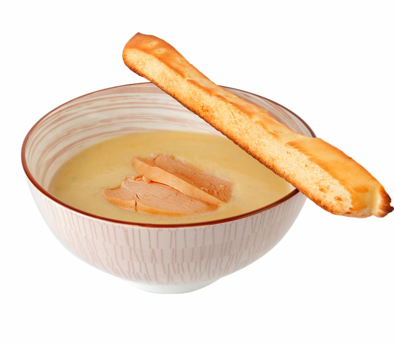 Суп сырный с копченой куриной грудкой 250/30/40г
