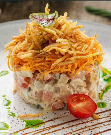 Салат с курицей и картофелем пай