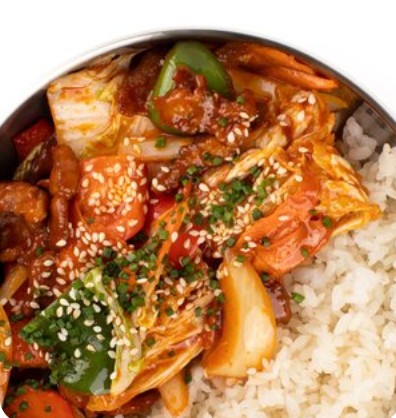 Свинина в остром соусе с рисом