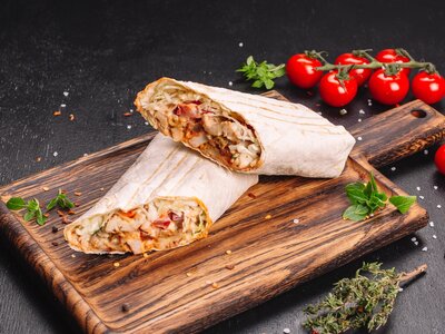 Шаурма с курицей и грибами