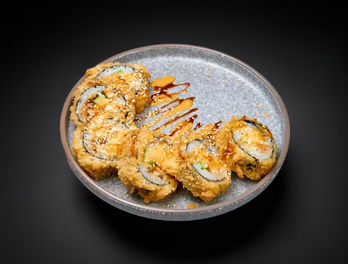 Темпура ролл сливочный угорь 