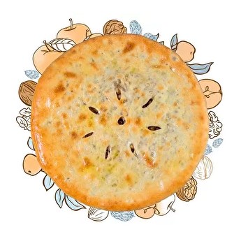 Пирог с яблоком, орехом и изюмом