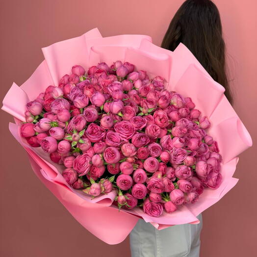 Экскл.букет из 51 кустовой пионов.розы Жизель