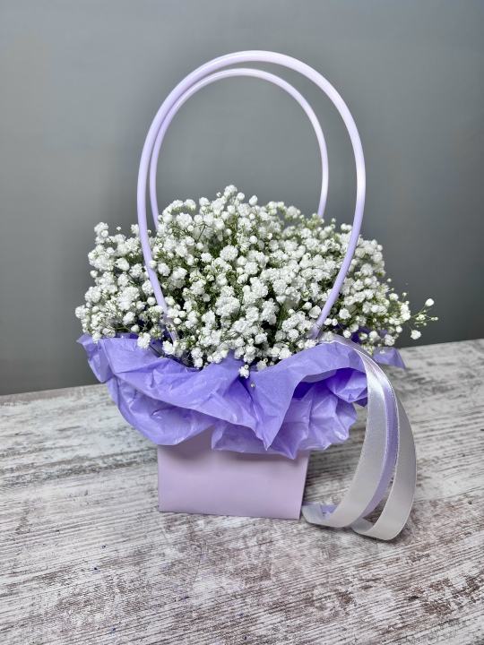 Лавандовая сумочка с гипсофилой