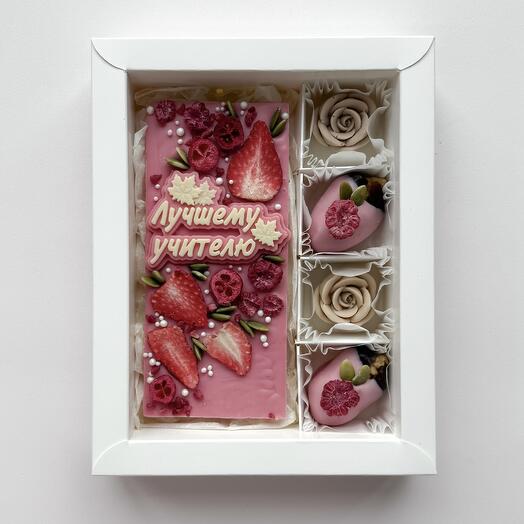 Набор с плиткой "Лучшему учителю" с финиками